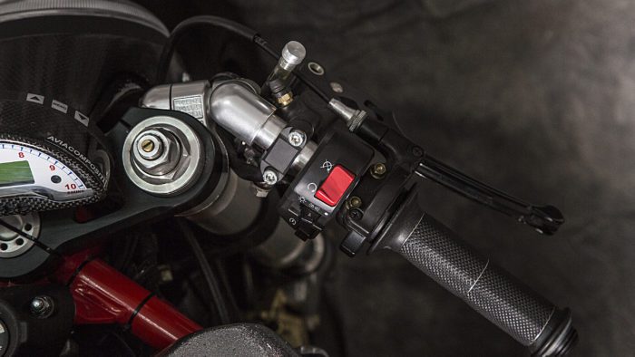 A view of the 2003 Ducati Monster 1000 courtesy of XTR Pepo that was outfitted to the extreme for both the road and the track