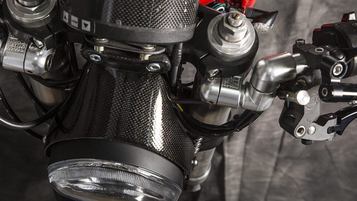 A view of the 2003 Ducati Monster 1000 courtesy of XTR Pepo that was outfitted to the extreme for both the road and the track