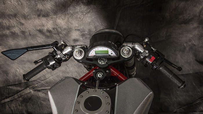 A view of the 2003 Ducati Monster 1000 courtesy of XTR Pepo that was outfitted to the extreme for both the road and the track