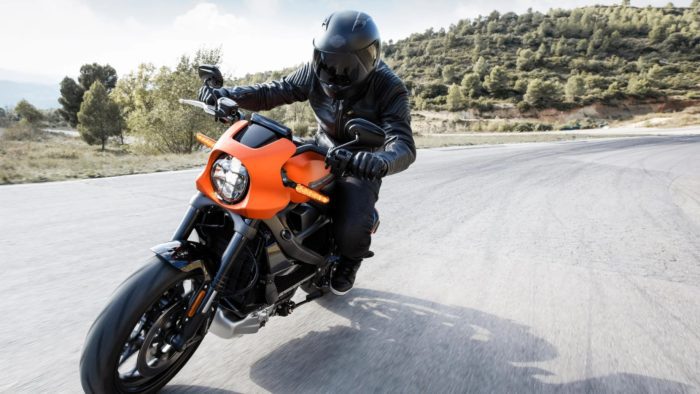 A view of Harley-Davidson motorcycles, in commemoration of booming sales revenue for the American motorcycle brand