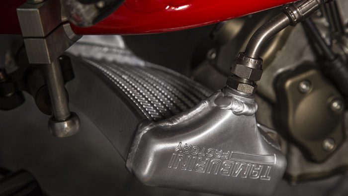A view of the 2003 Ducati Monster 1000 courtesy of XTR Pepo that was outfitted to the extreme for both the road and the track