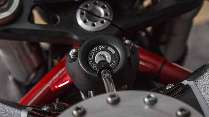 A view of the 2003 Ducati Monster 1000 courtesy of XTR Pepo that was outfitted to the extreme for both the road and the track