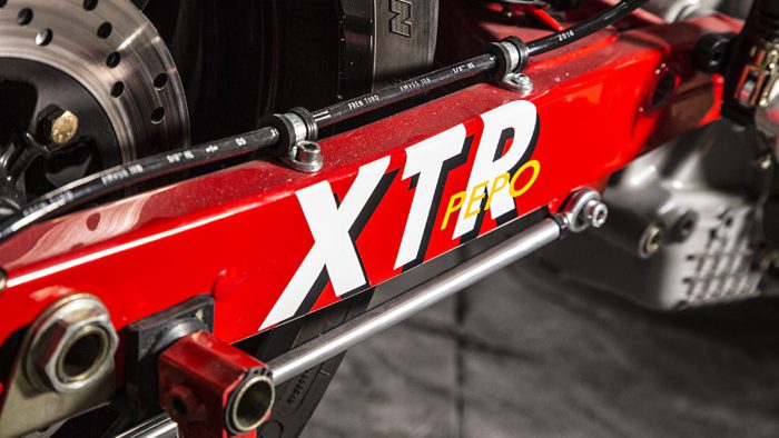 A view of the 2003 Ducati Monster 1000 courtesy of XTR Pepo that was outfitted to the extreme for both the road and the track