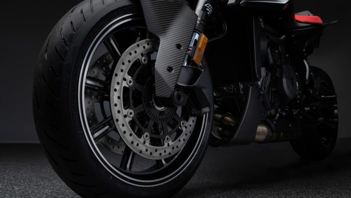 A view of the KTM Brabus 1300 R - the result of a partnership with German Auto Performance brand Brabus and Austrian motorbike brand KTM