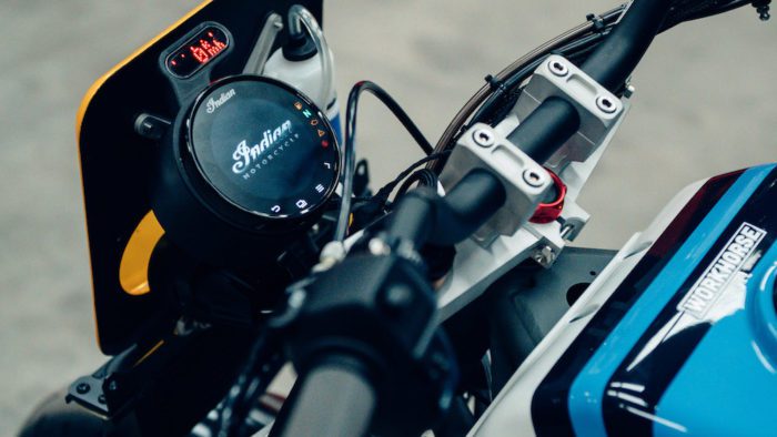 The custom FTR AMA that was created by Brice Hennebert for a commissioner who will be soon receiving the Black Swan - 1980's edge meets flat-track racer, with hints of Apaloosa pedigree