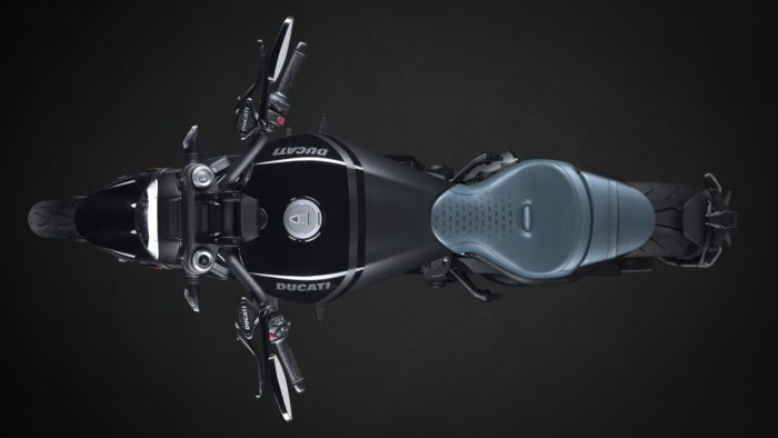 A view of the Ducati XDiavel Nera, complete with dedicated accoutrements