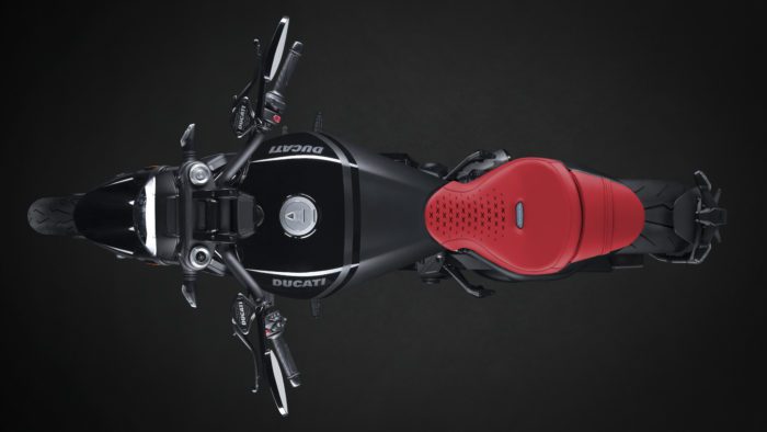 A view of the Ducati XDiavel Nera, complete with dedicated accoutrements