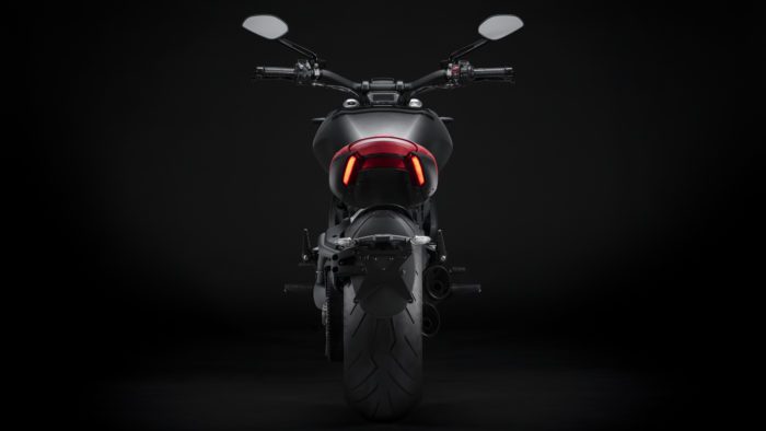 A view of the Ducati XDiavel Nera, complete with dedicated accoutrements