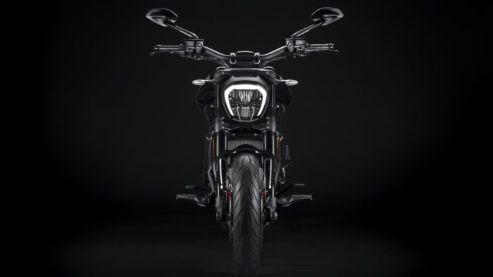 A view of the Ducati XDiavel Nera, complete with dedicated accoutrements