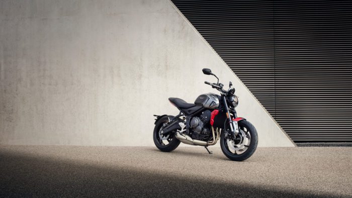 A front 3/4th static image of the Trident 660 against a wall