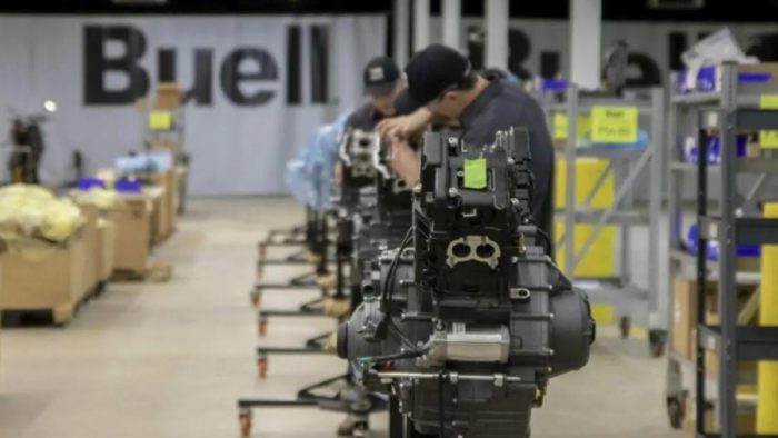 A view of the production of the new dirt bike being revealed by Buell at the Daytona Bike Week this weekend